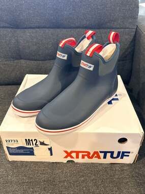 XTRATUF Men's Ankle Deck Boot in Navy/Red, Style 22733 -12M